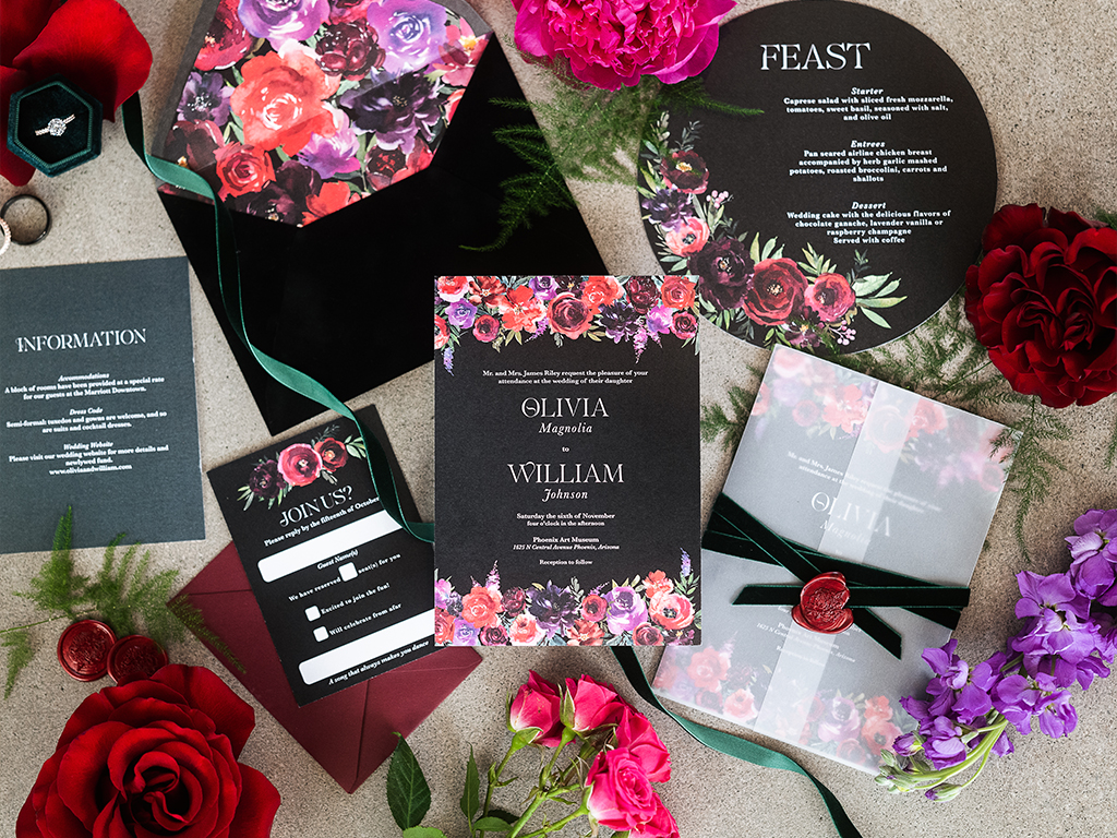 Floral inspired invitations from an Arizona Wedding Florist